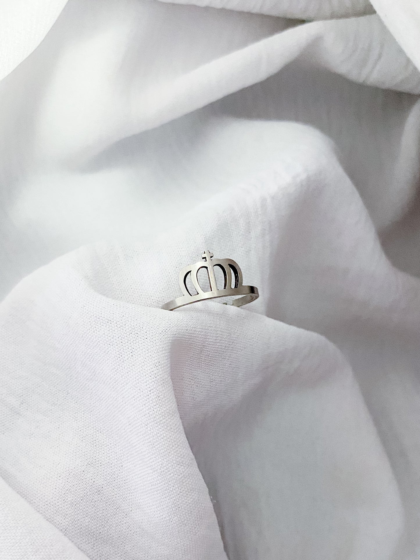 Adjustable Crown Cuff Ring - Silver