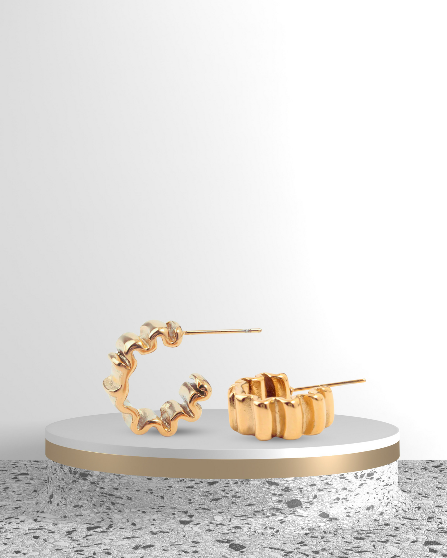 Squiggly Surgical Steel Hoop Earrings - Gold Plated