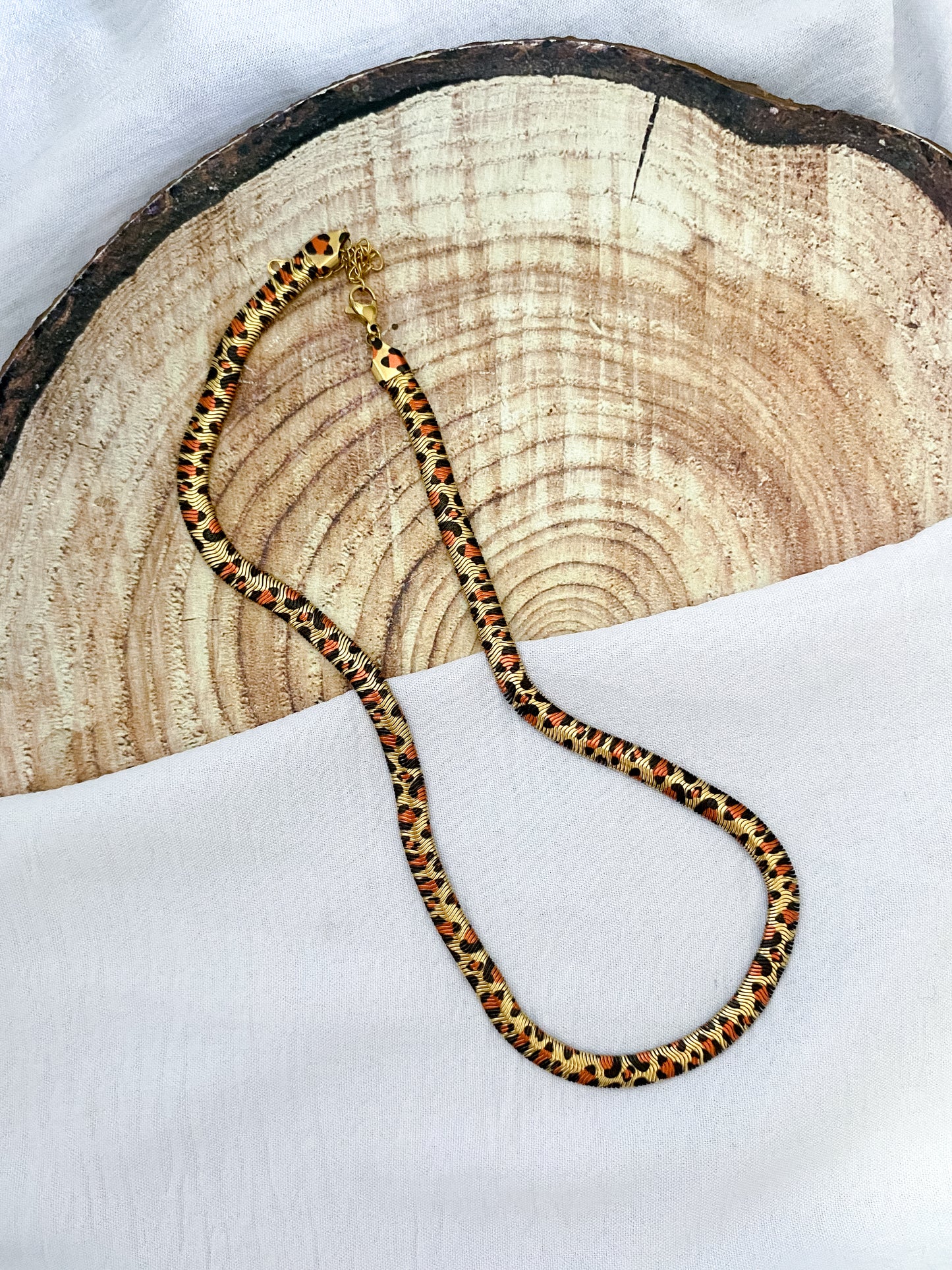 Leopard Print Snake Chain - Gold