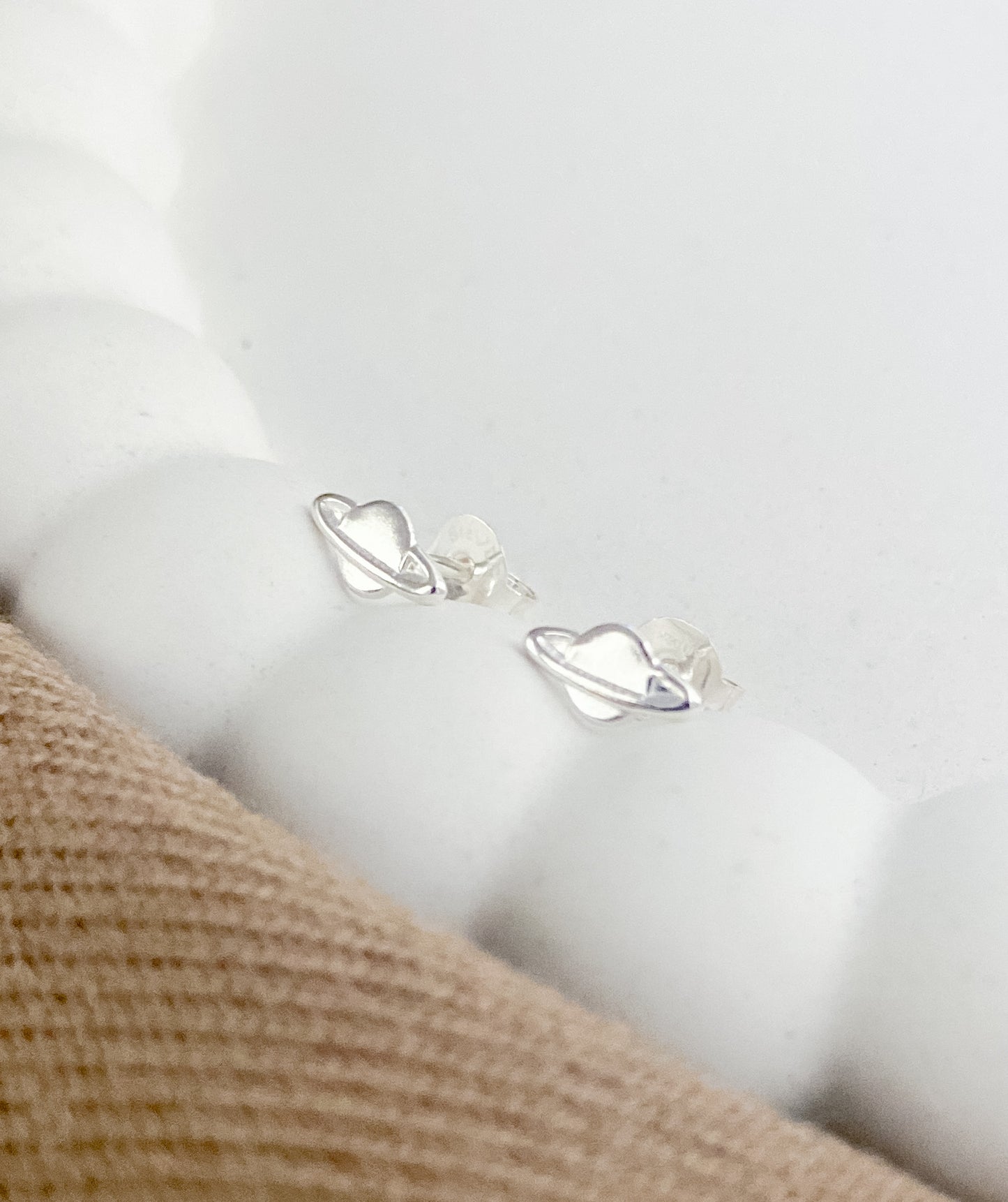Sterling Silver Saturn Planet Earring Studs