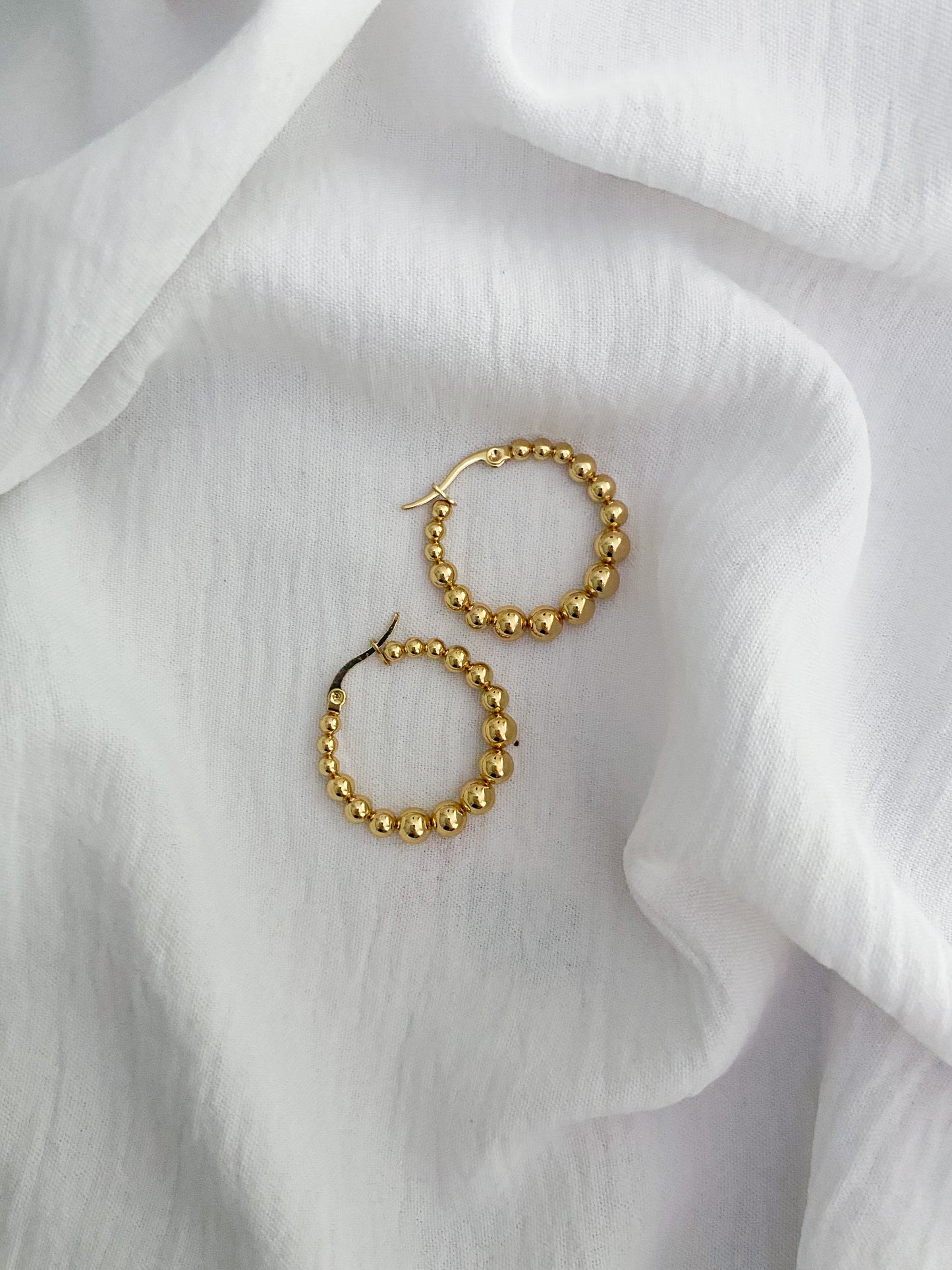 Large Bobble Hoop Earrings - Gold