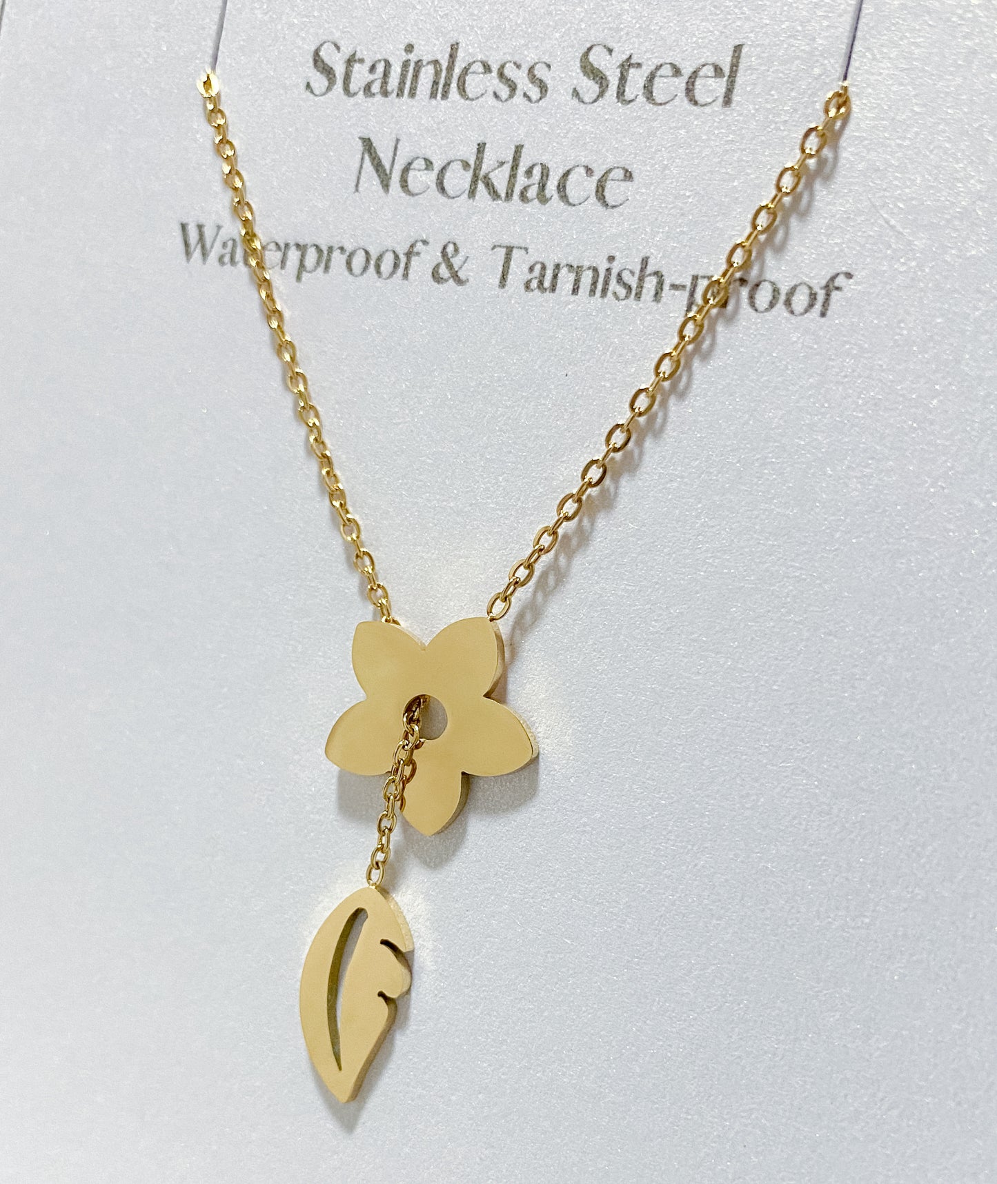 Floral Thread Necklace - Gold