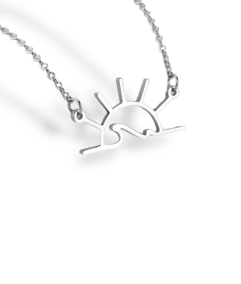 Sunset Wave Necklace - Silver