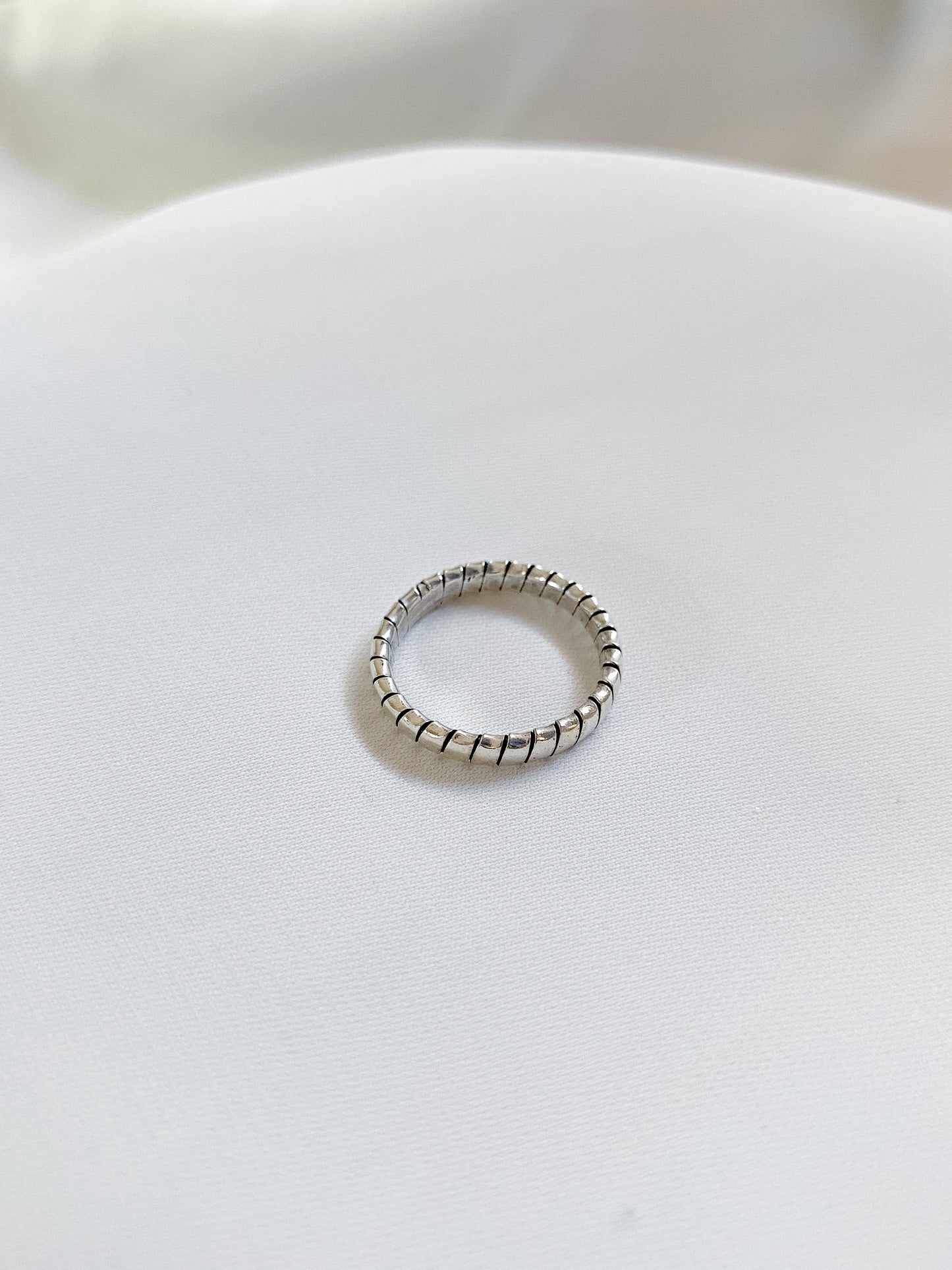 Rustic Striped Sterling Silver Ring