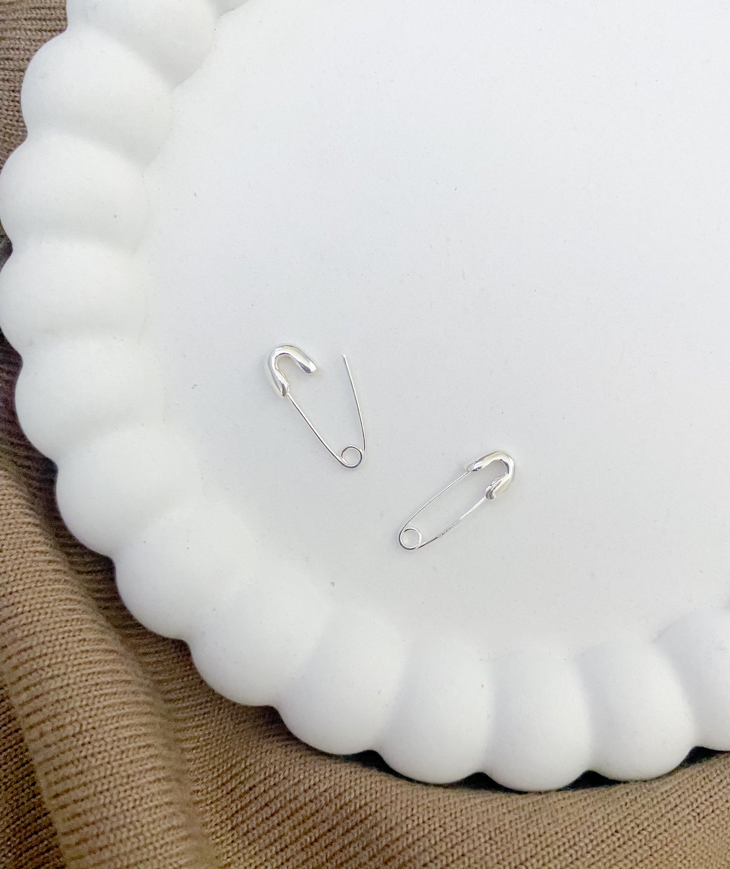 Safety Pin Sterling Silver Earrings