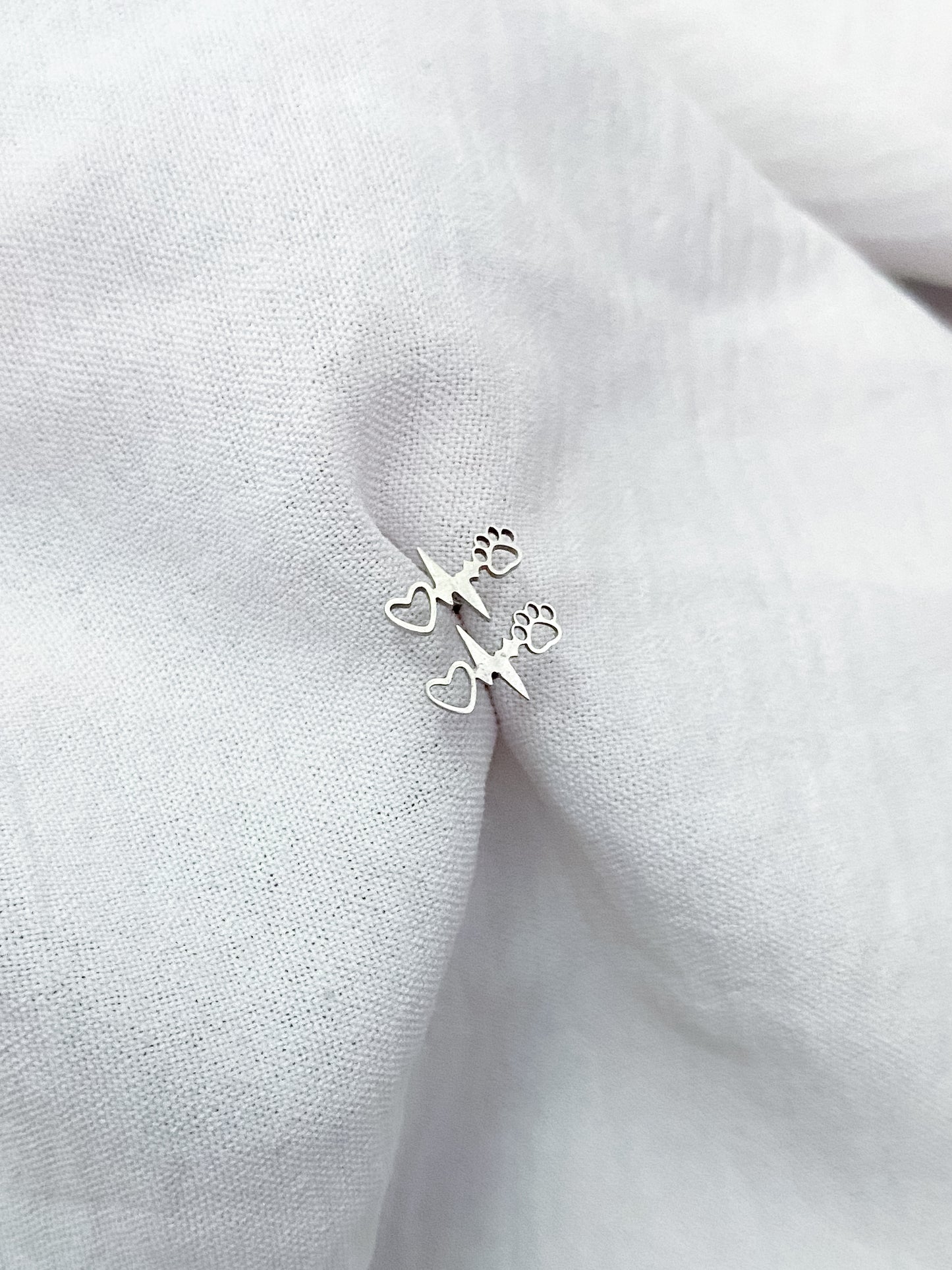 Paws-Hope-Love Stud Earrings - Silver