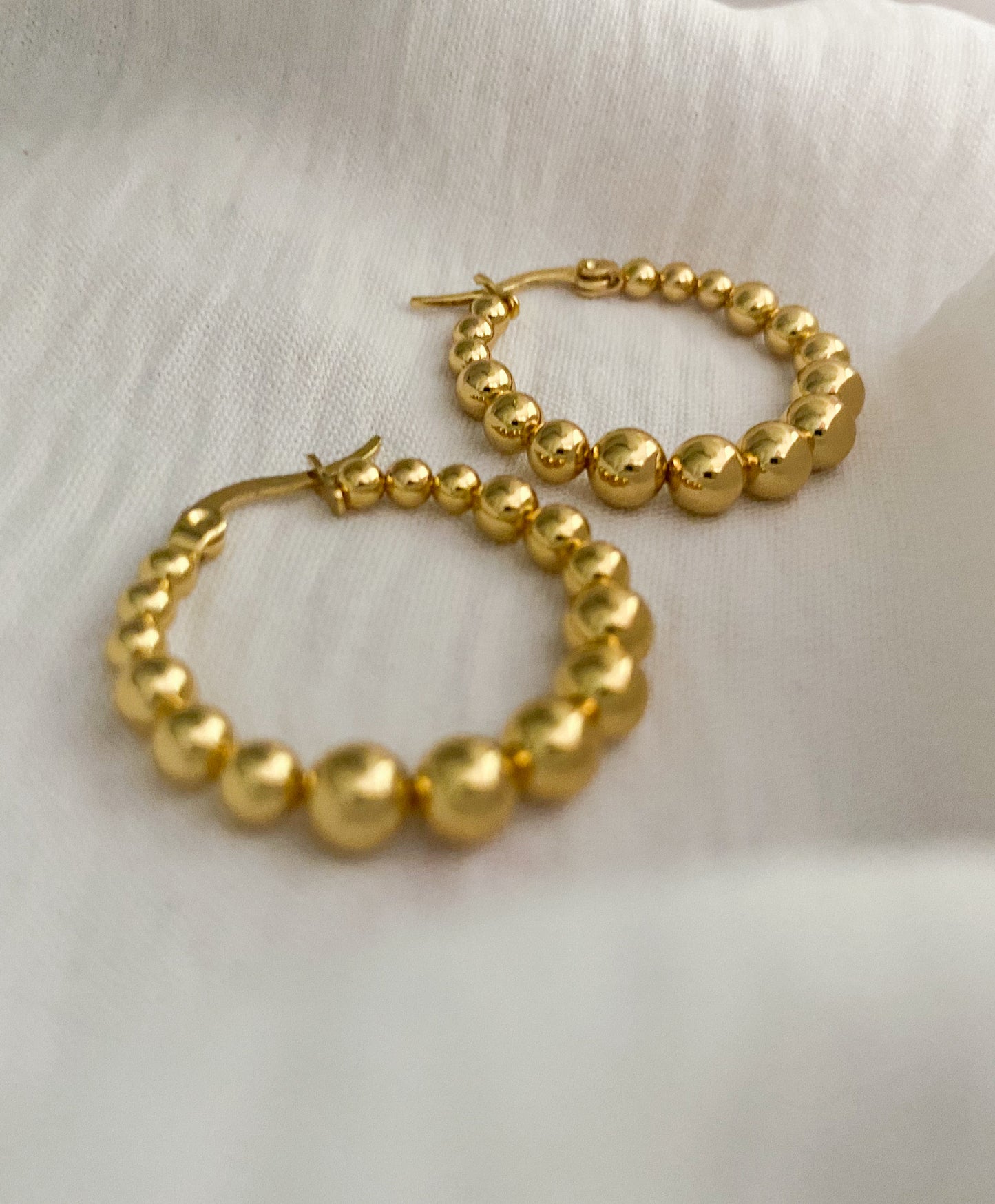 Large Bobble Hoop Earrings - Gold