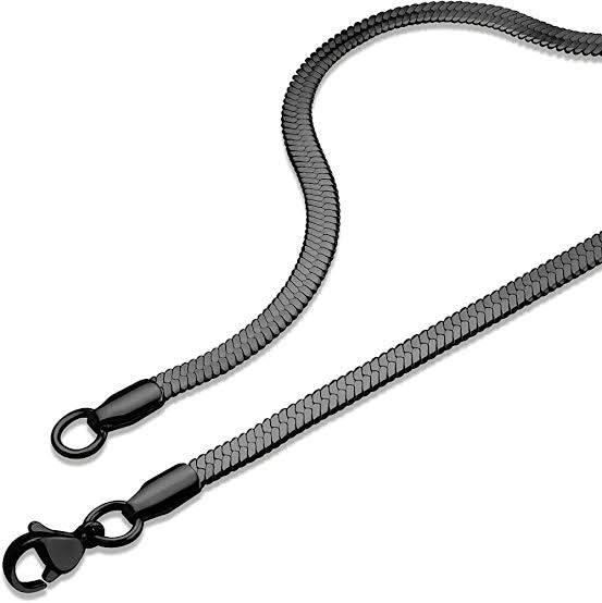 Flat Snake Chain Necklace - Black