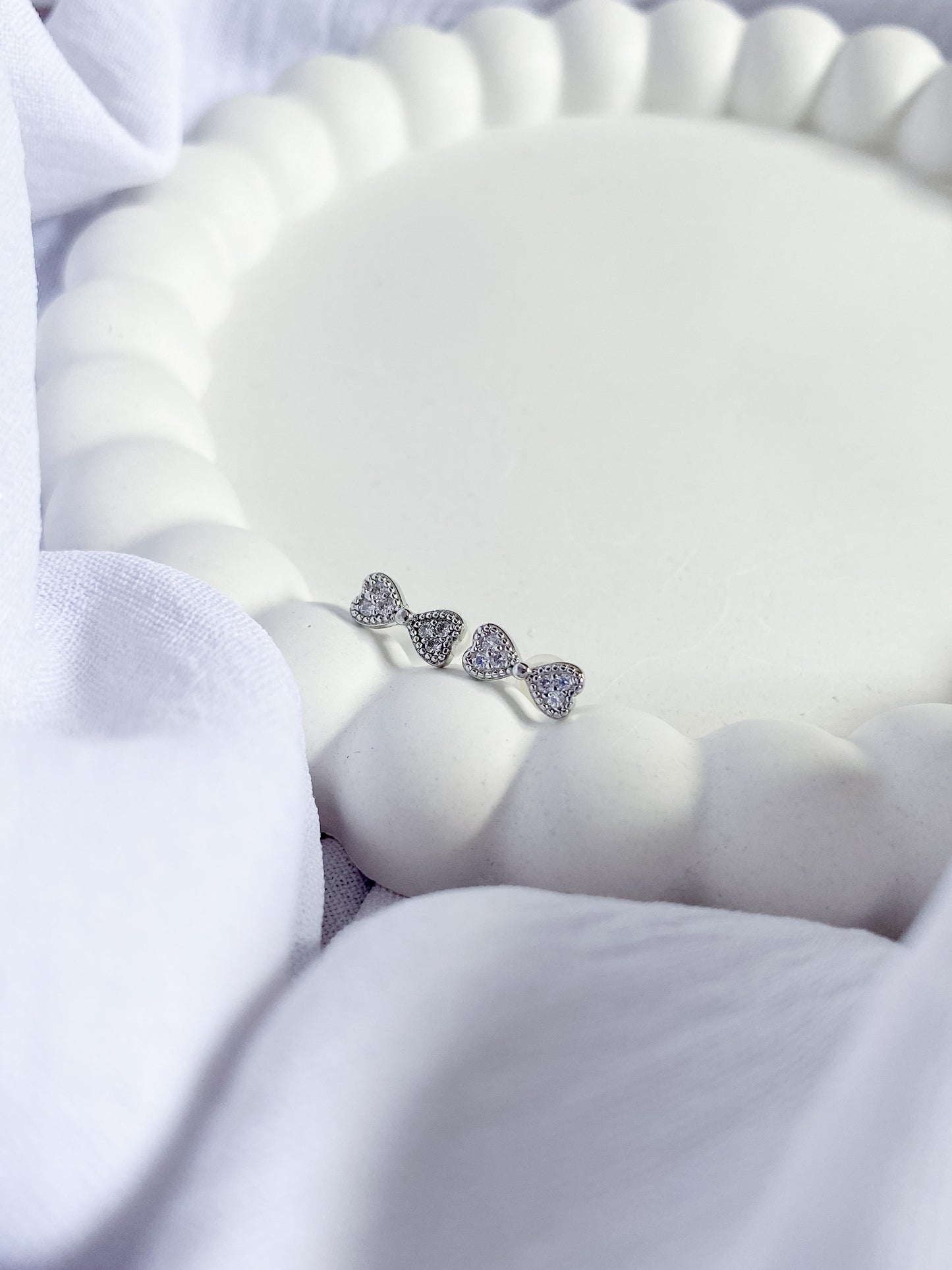 Cubic Zirconia Bow Sterling Silver Stud Earrings