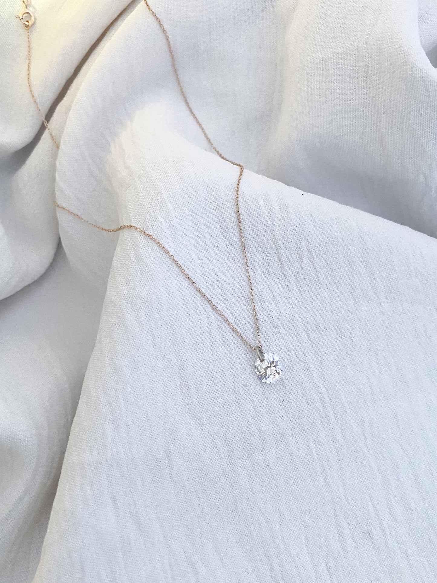 Rose-Gold Plated Diamanté Sterling Silver Necklace