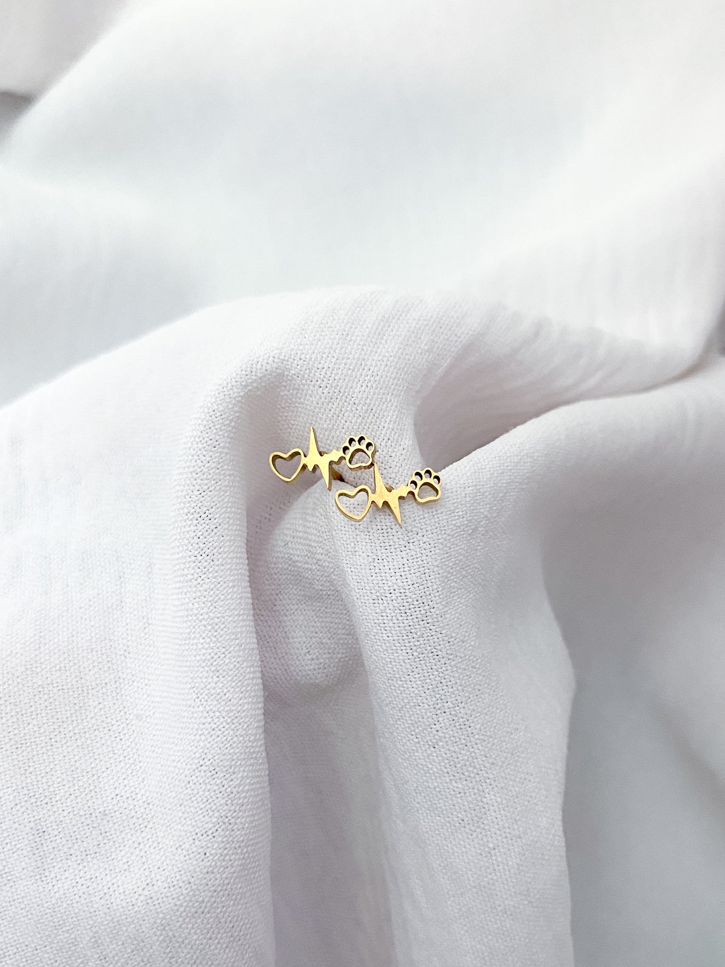 Paws-Hope-Love Stud Earrings - Gold