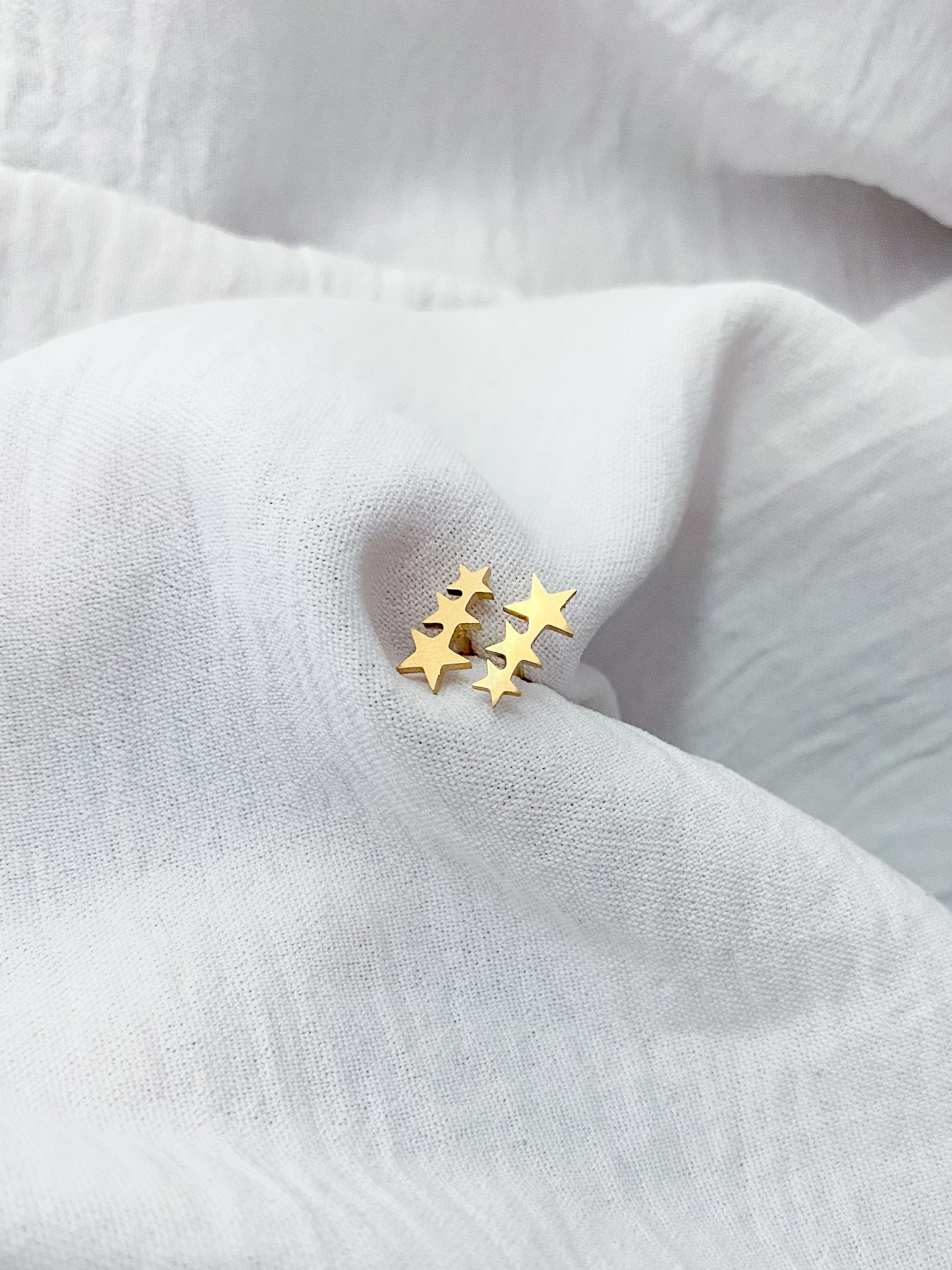 Triplet Star Stud Earrings - Gold