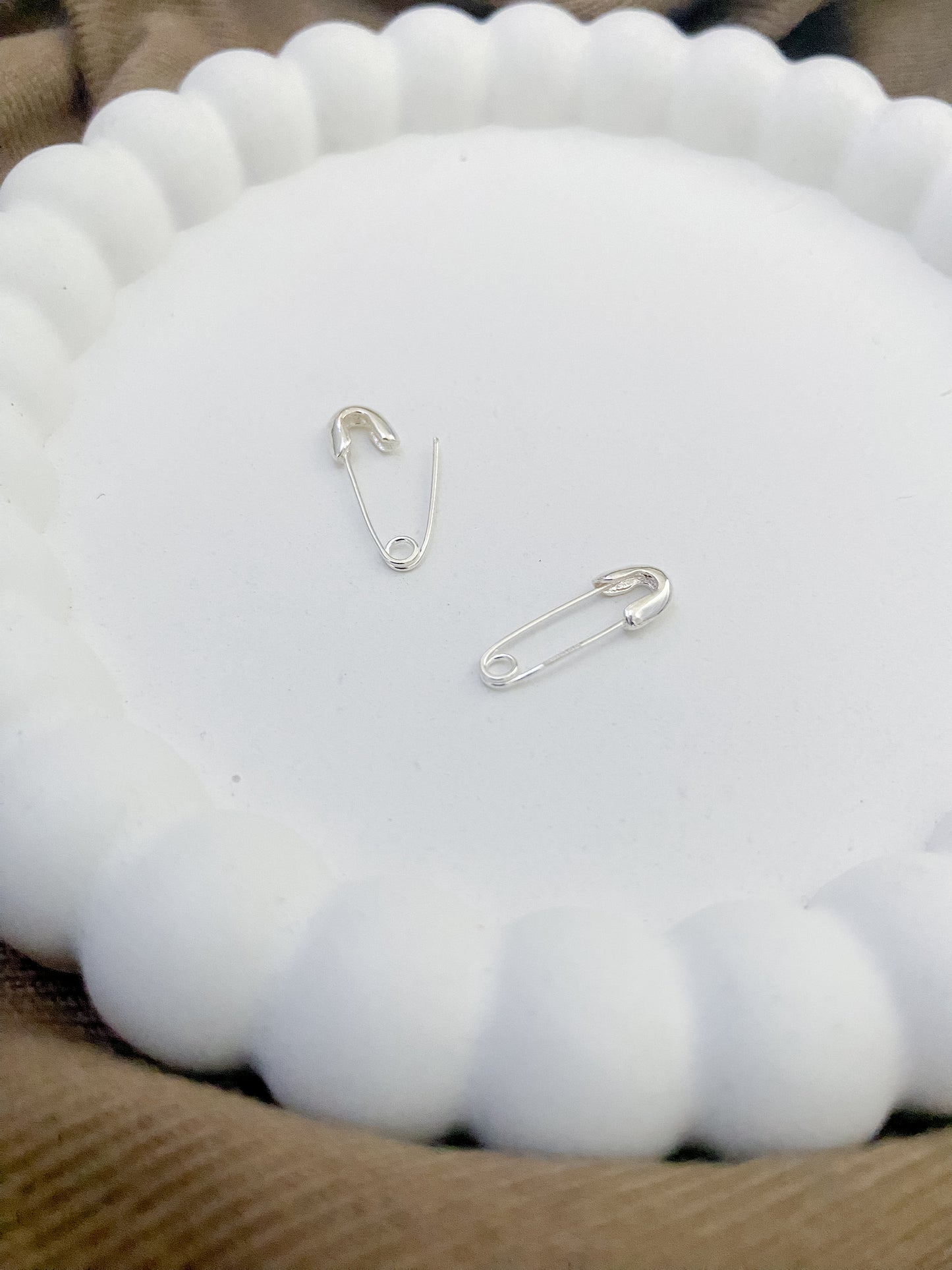 Safety Pin Sterling Silver Earrings