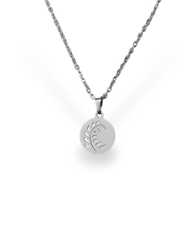 Leaf Cutout Necklace - Silver