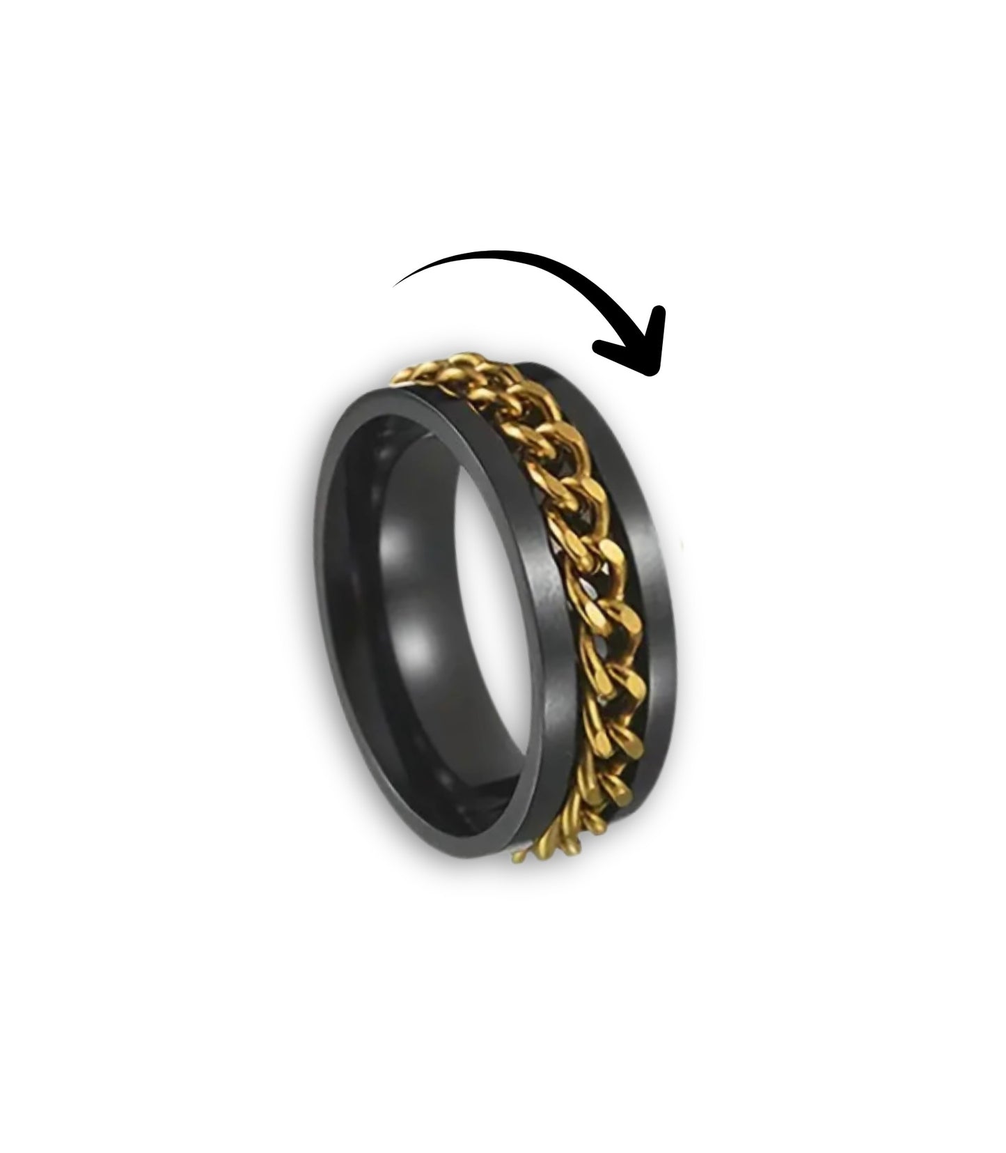 Chain Fidget Ring: Gold-on-Black