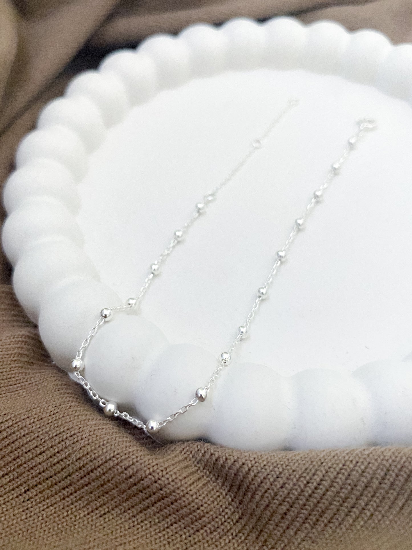 Sterling Silver Dotted Chain Bracelet