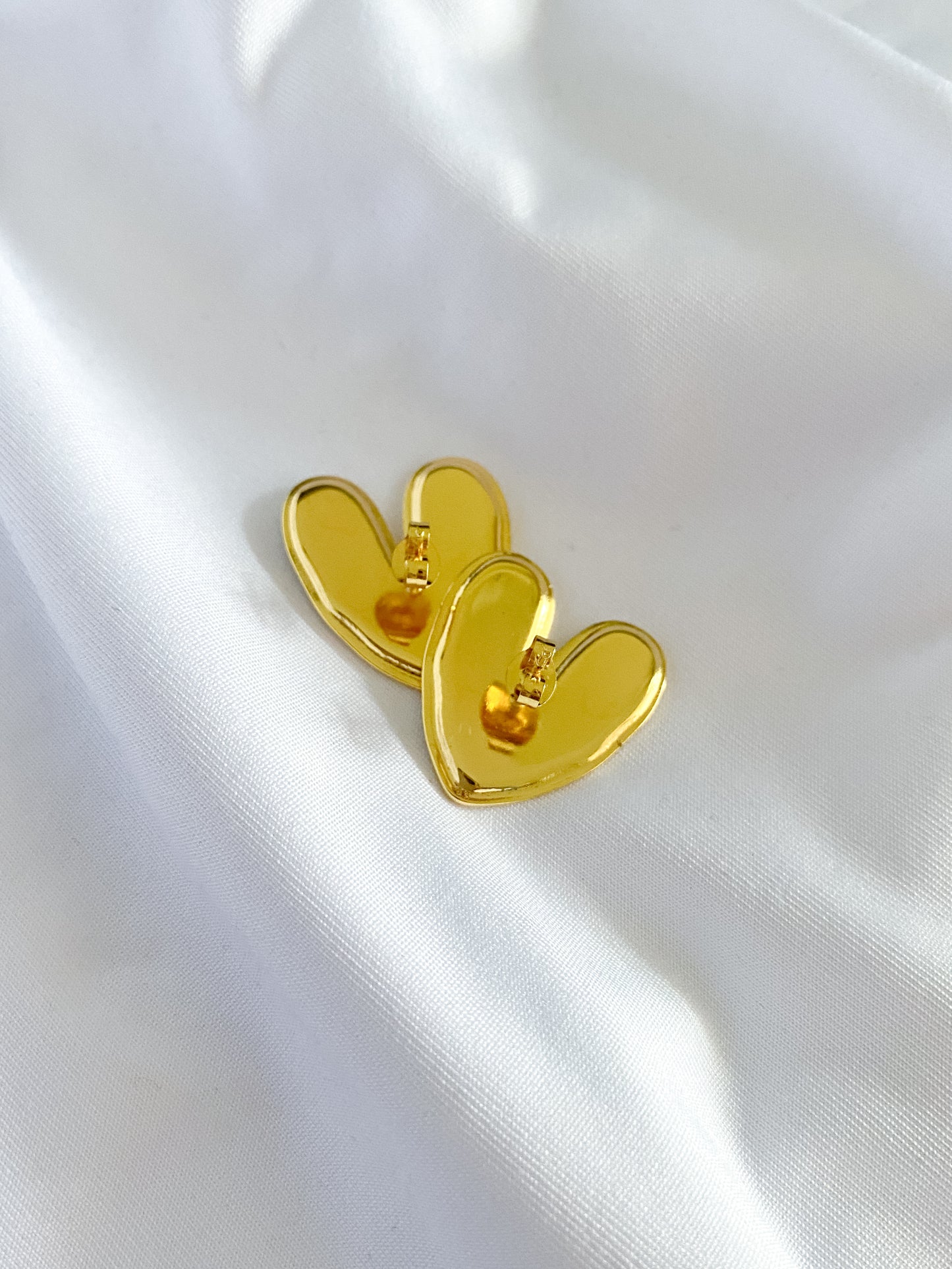 Large Blended Heart Earrings - Gold