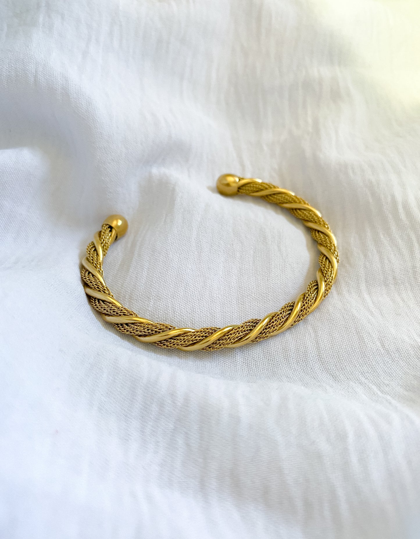 Rope Twist Cuff Bracelet - Gold