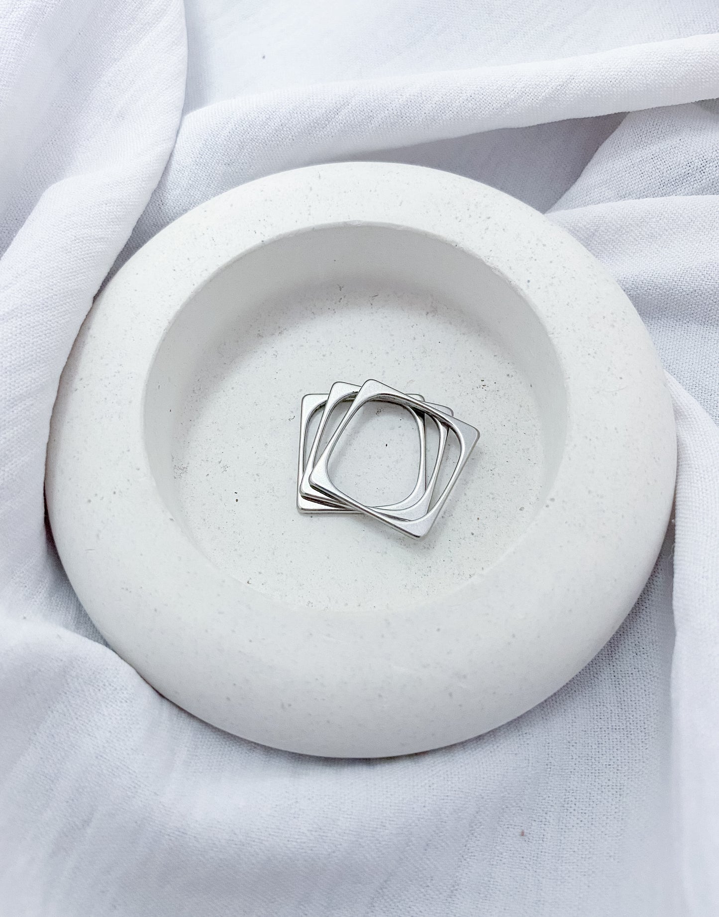Block Band Ring Set of 3
