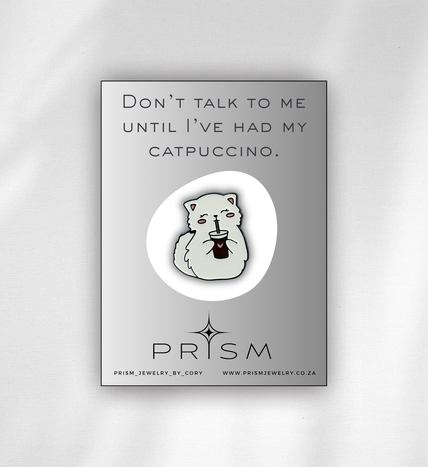 Coffee Drinking Cat Pin