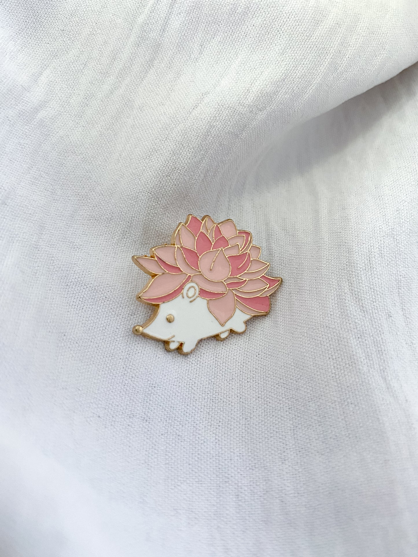 Pink Floral Hedgehog Pin