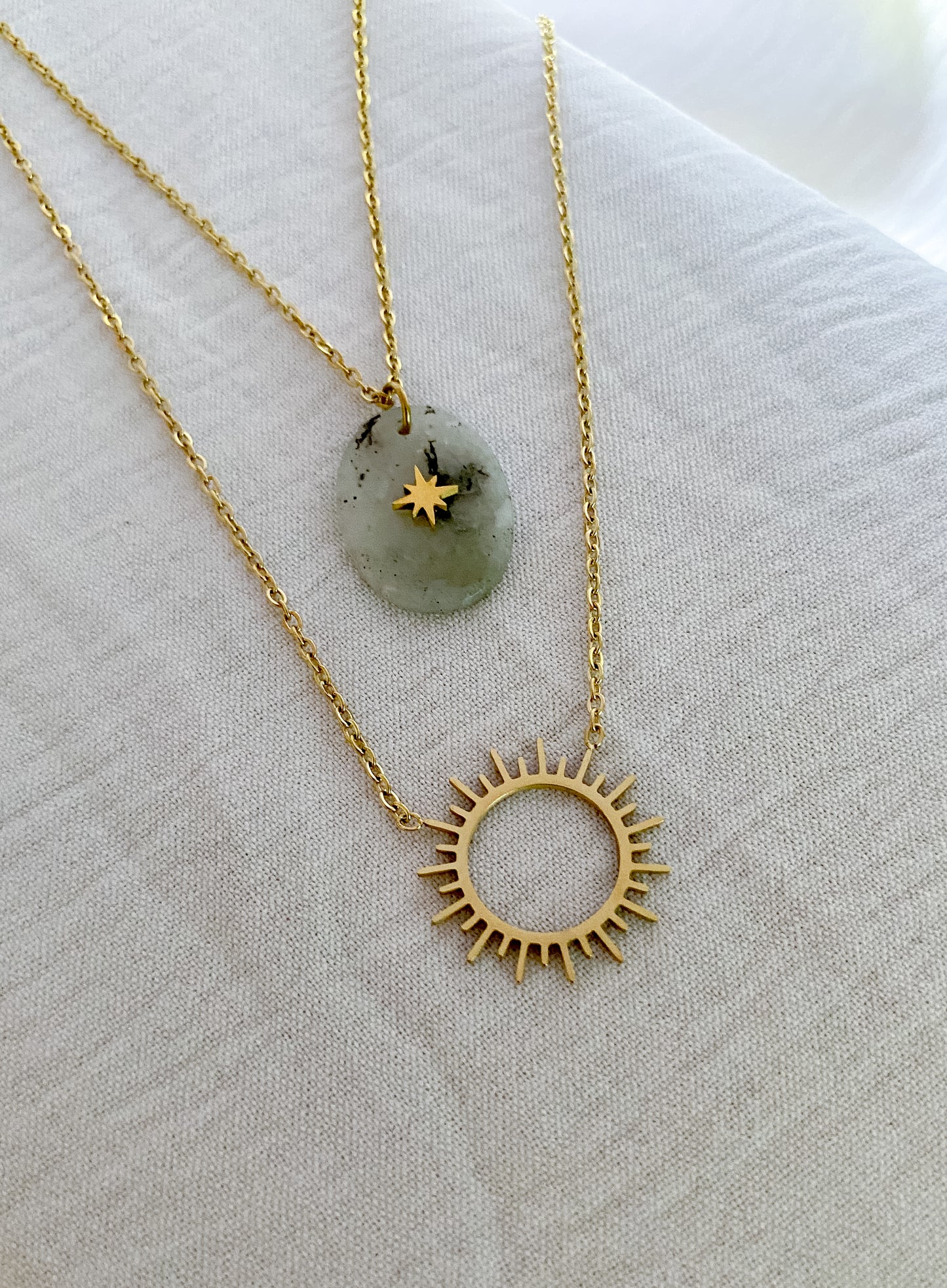 Layered Sun & Star Necklace - Gold
