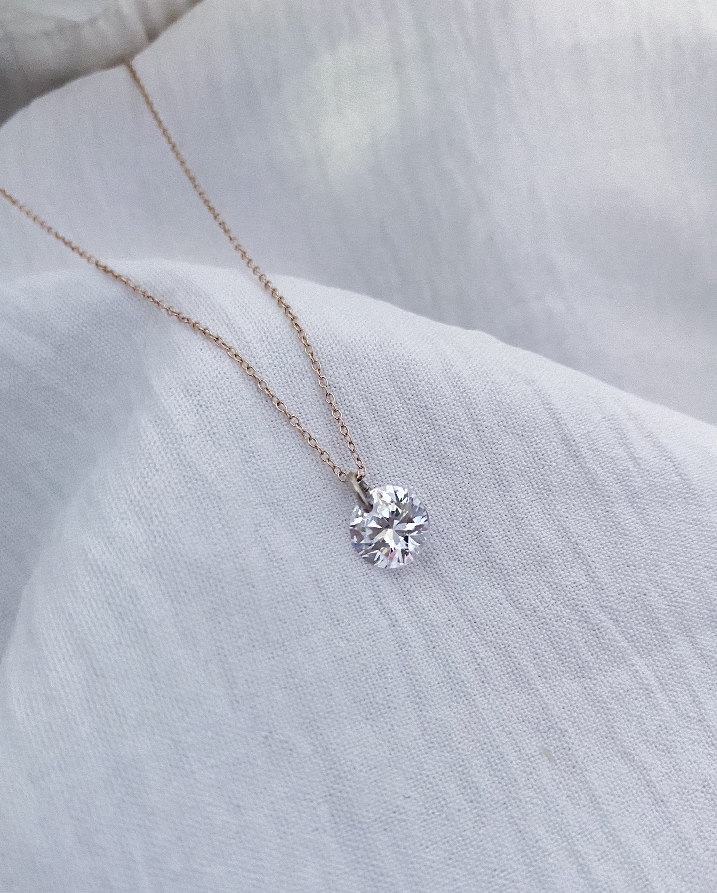 Rose-Gold Plated Diamanté Sterling Silver Necklace
