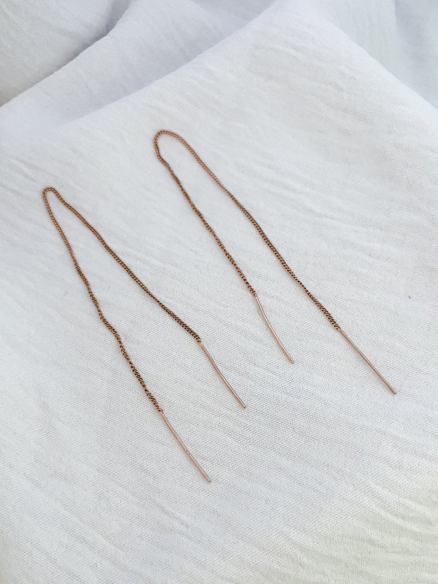 Rose-Gold Plated Double Thread Sterling Silver Stud Earrings