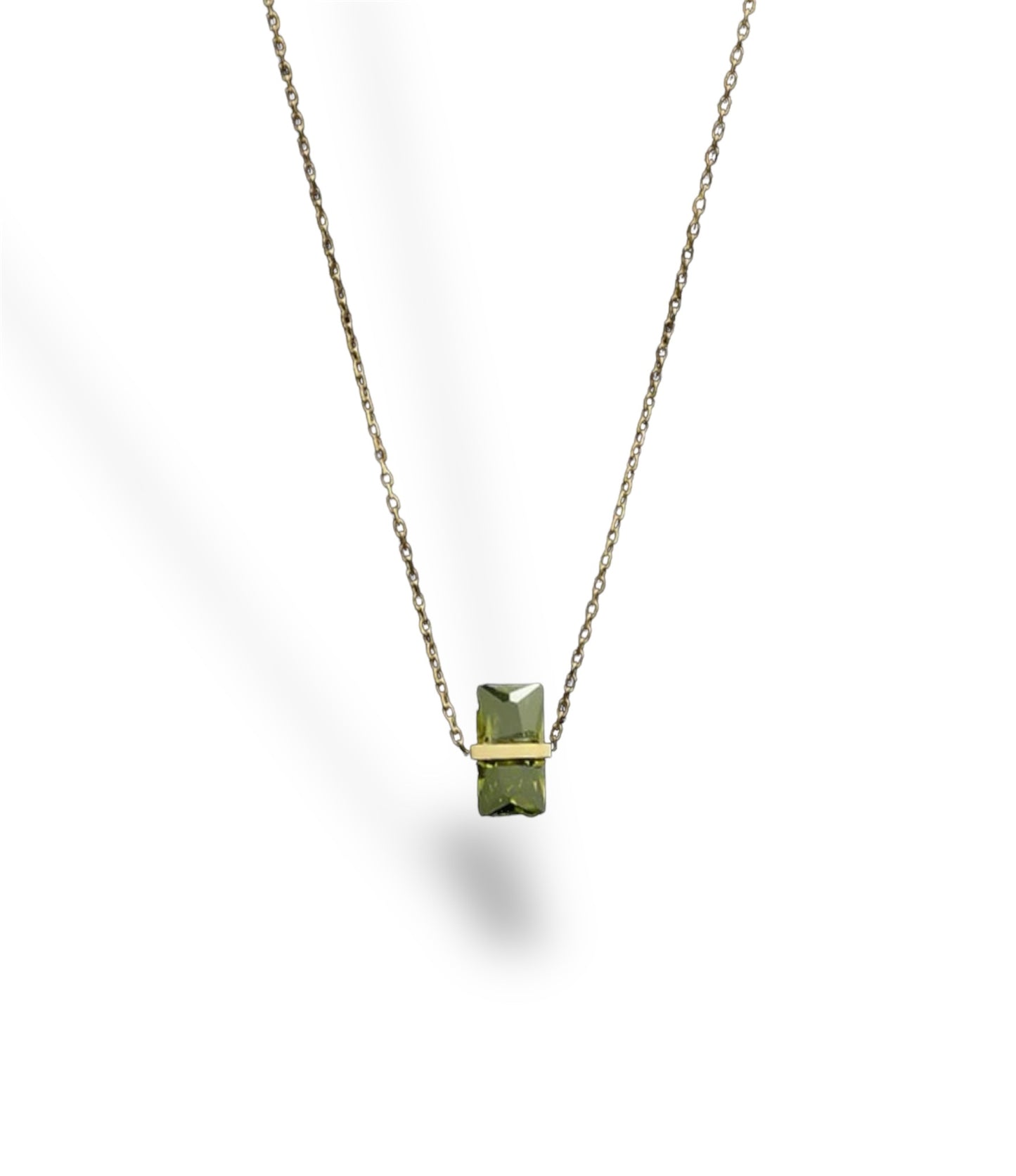 Dainty Green Gem Necklace - Gold