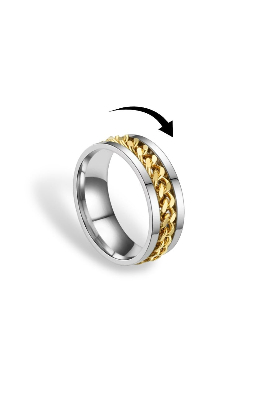 Chain Fidget Ring: Gold-On-Silver