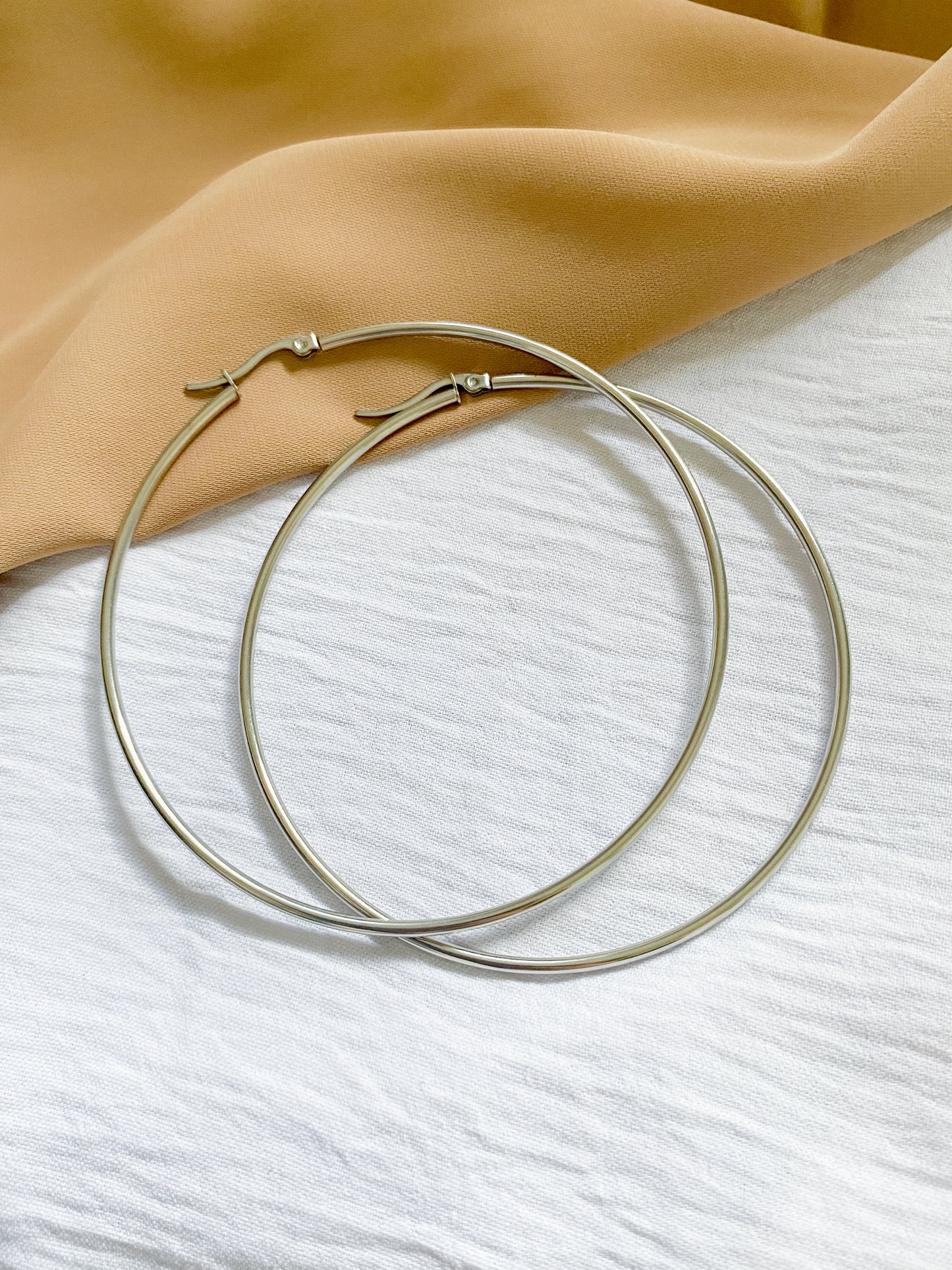 XL Plain Hoop Earrings (75mm) - Silver