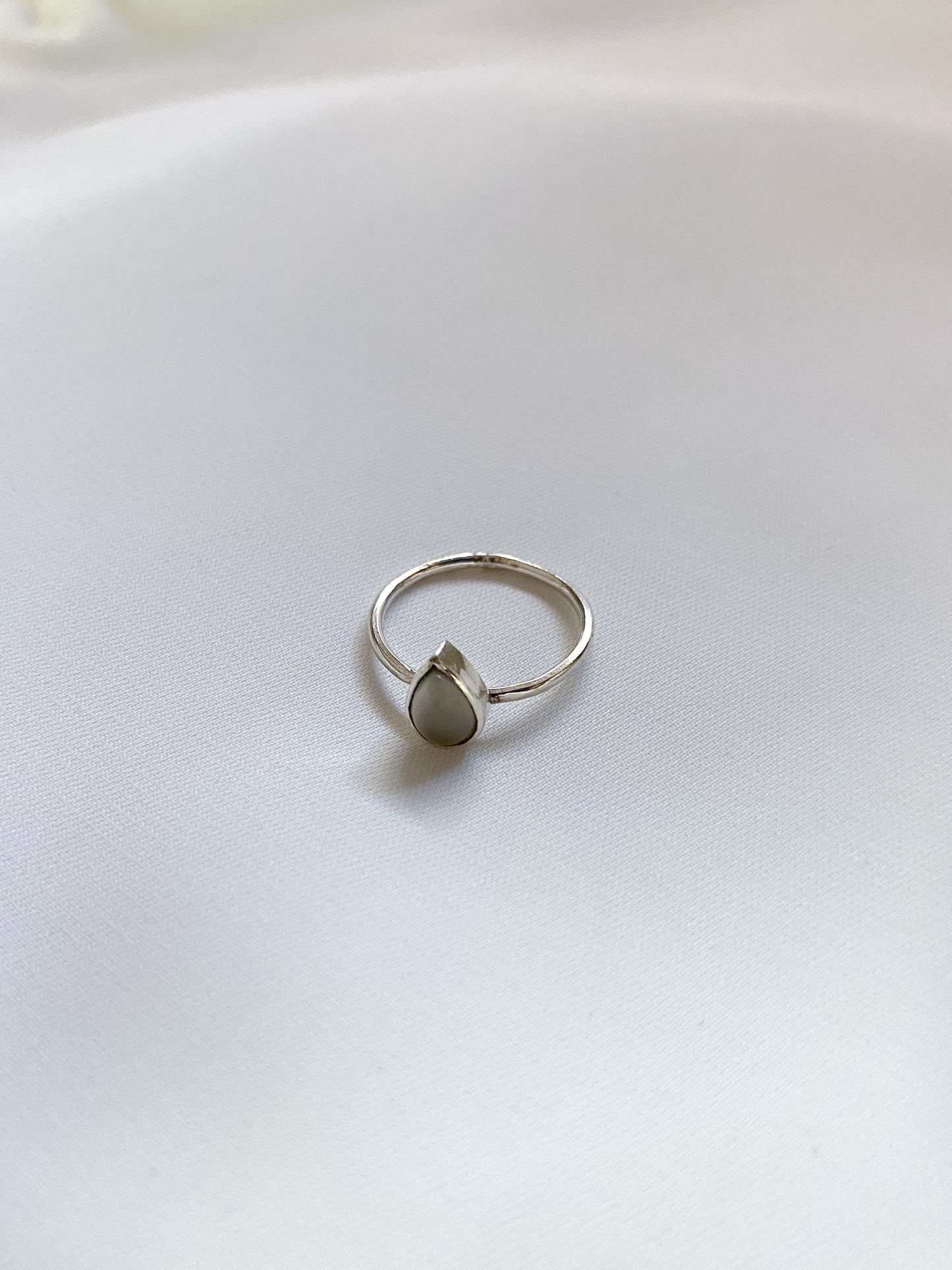 Pear Clear Stone Sterling Silver Ring