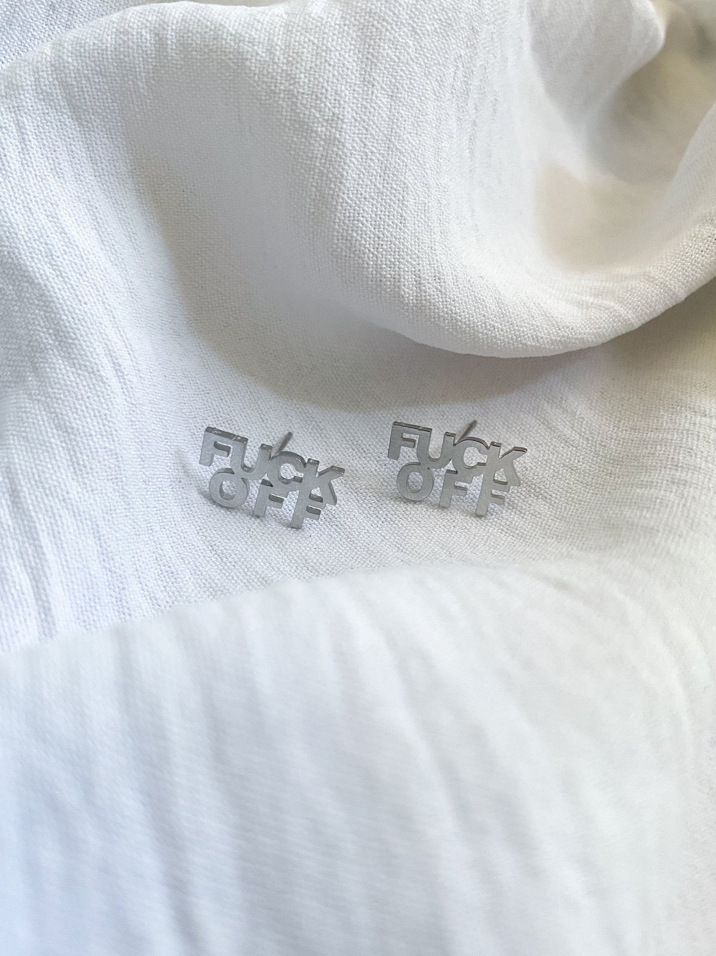 F*ck Off Studded Earrings - Silver