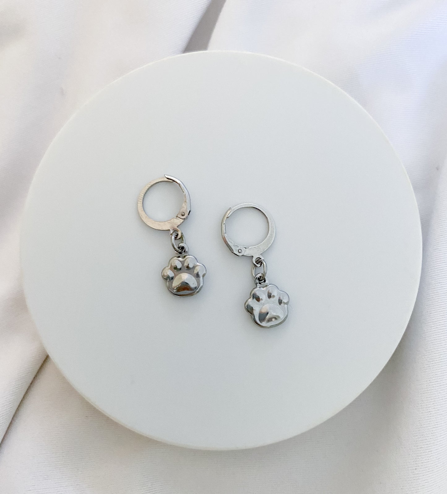 Paw Dangle Earrings - Silver