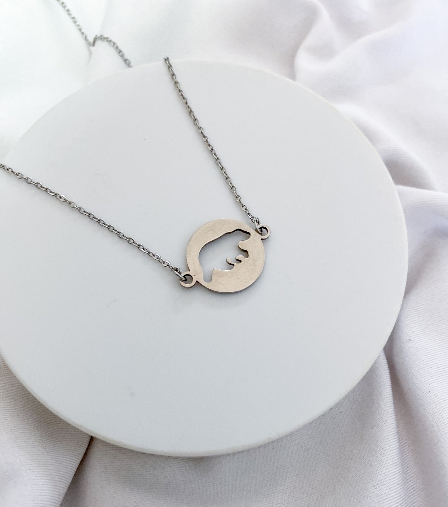 Cutout Bear Necklace - Silver