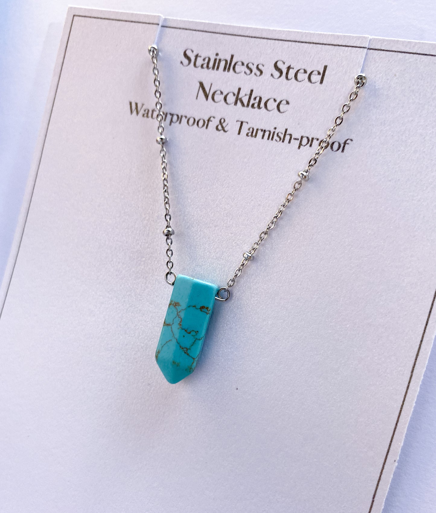Blue Semi-Precious Stone Necklace - Silver