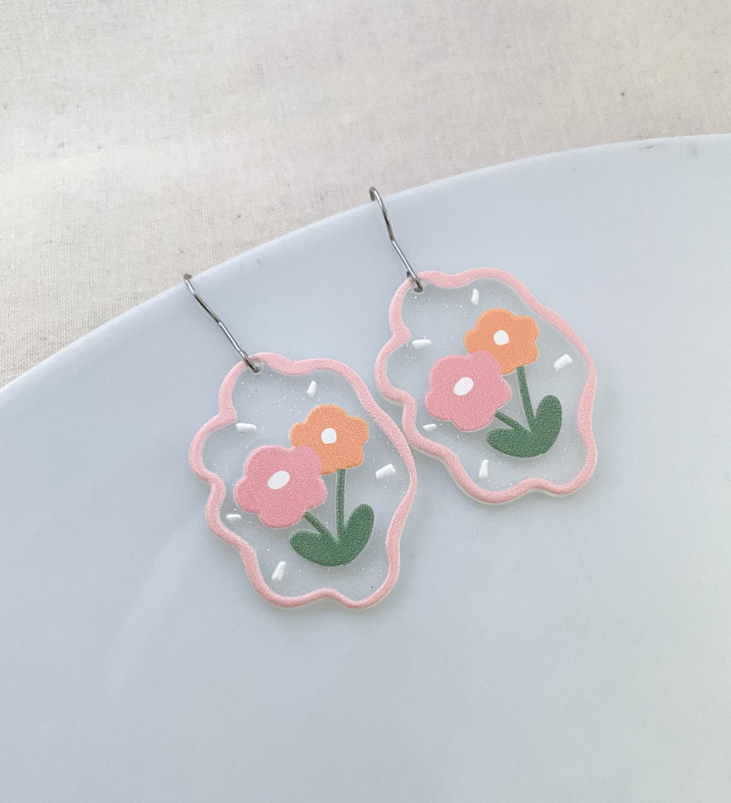 Peachy Floral Earrings