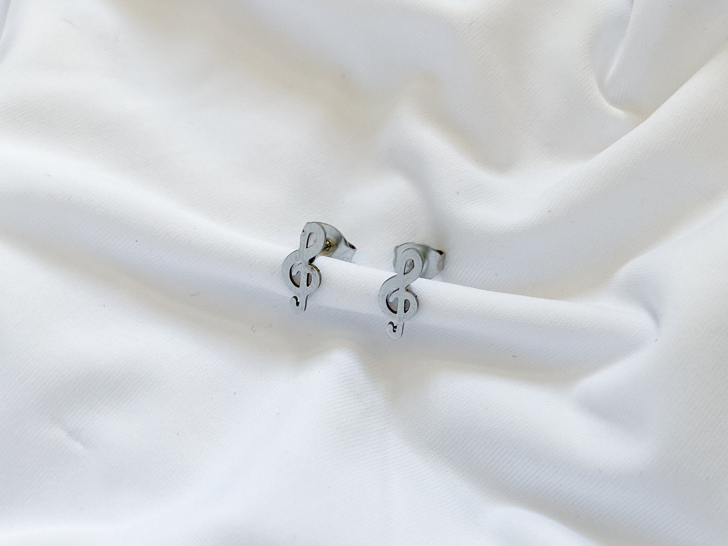 Music Earring Studs - Silver