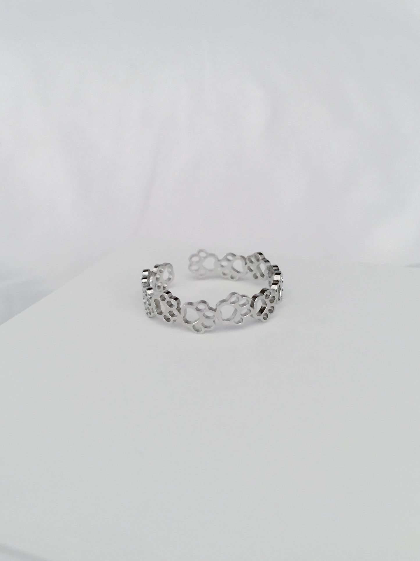 Adjustable Paw Cuff Ring - Silver