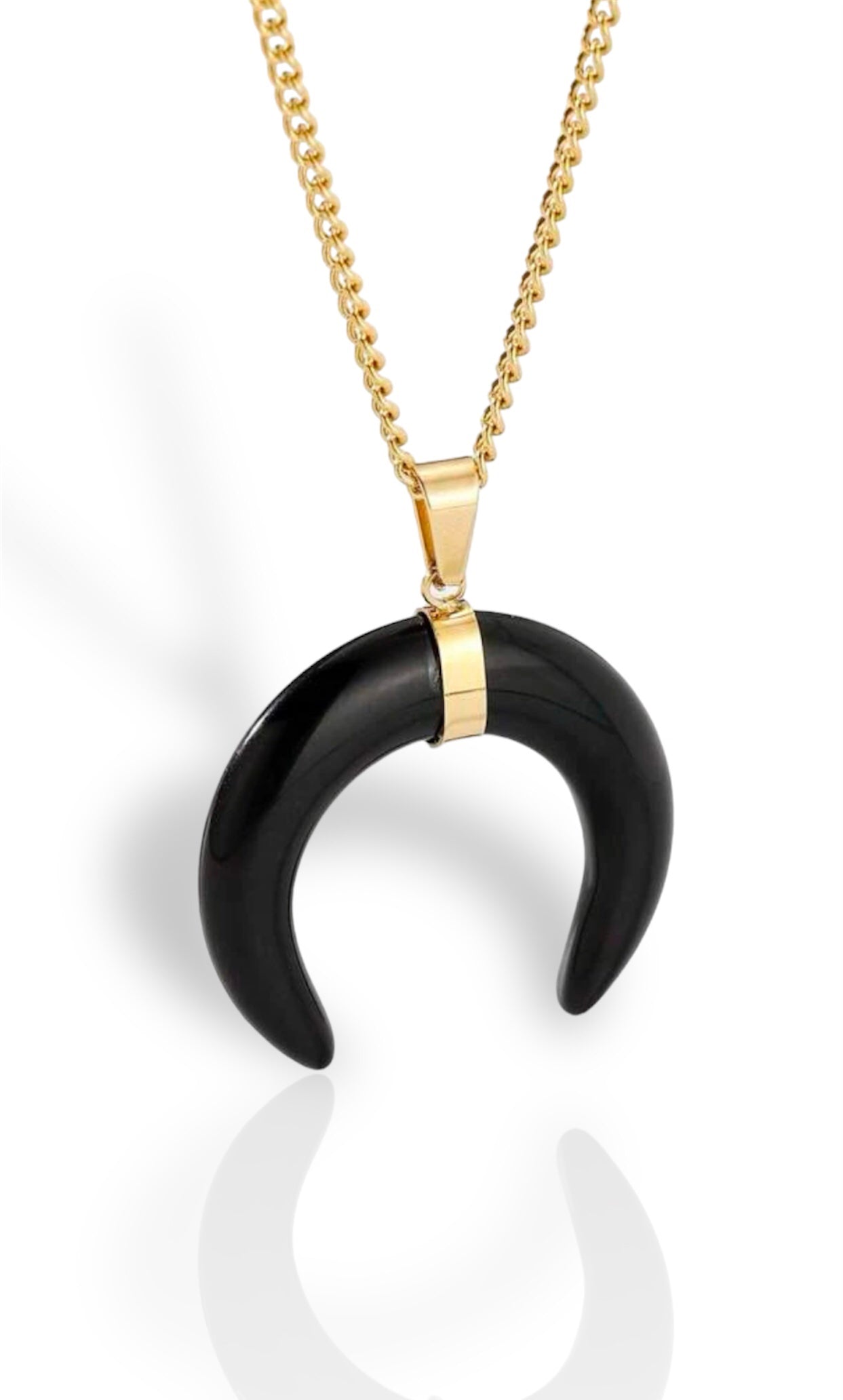 Crescent Stone Necklace - Black