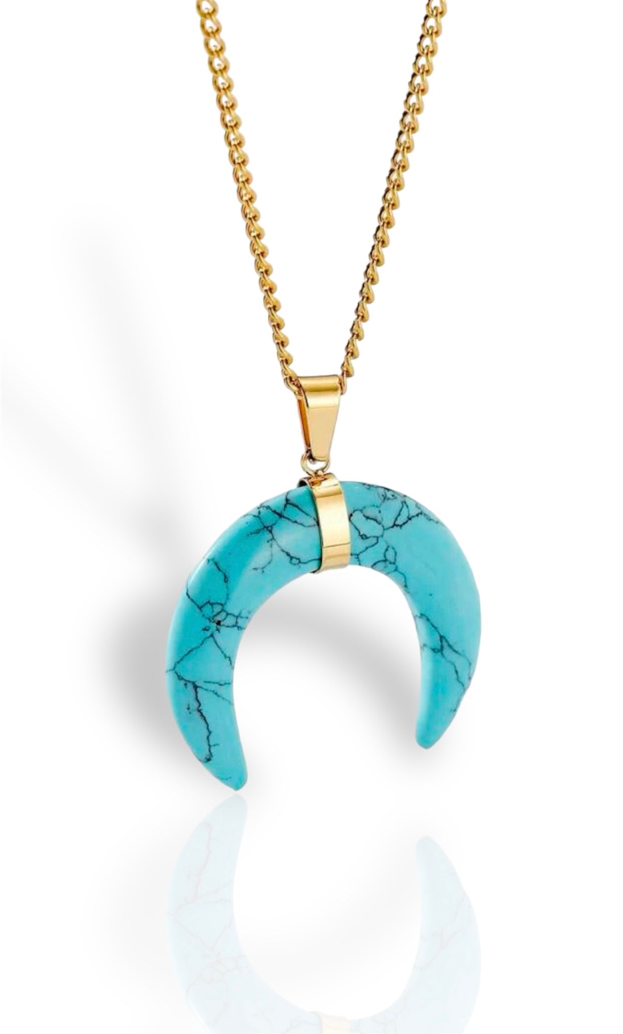 Crescent Stone Necklace - Blue