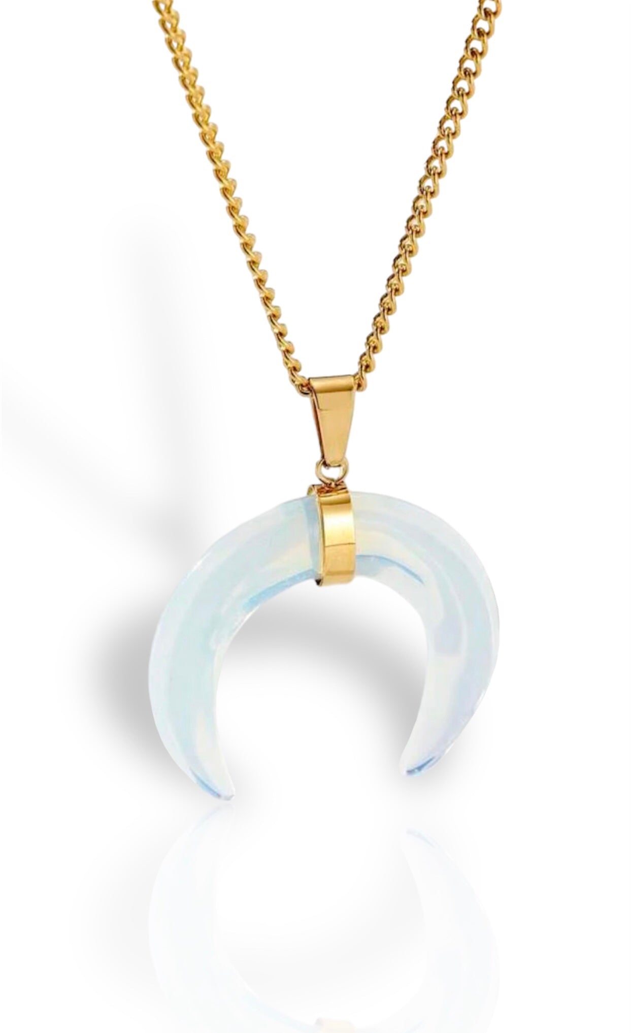 Crescent Stone Necklace - Clear