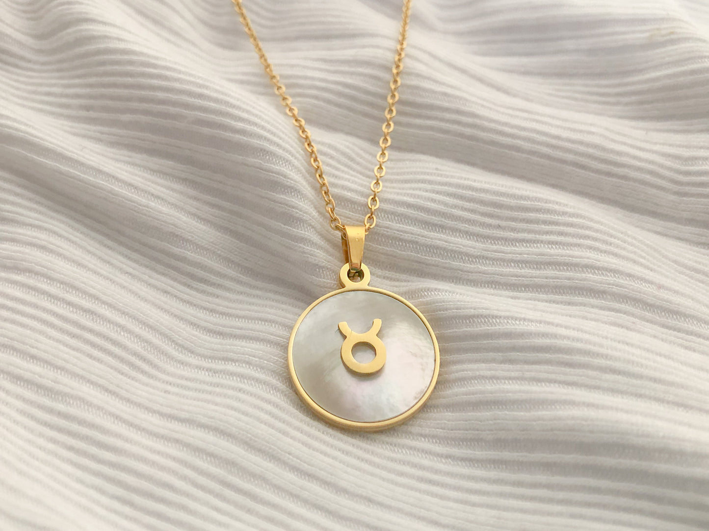 Mother-of-Pearl Zodiac Necklaces - Gold