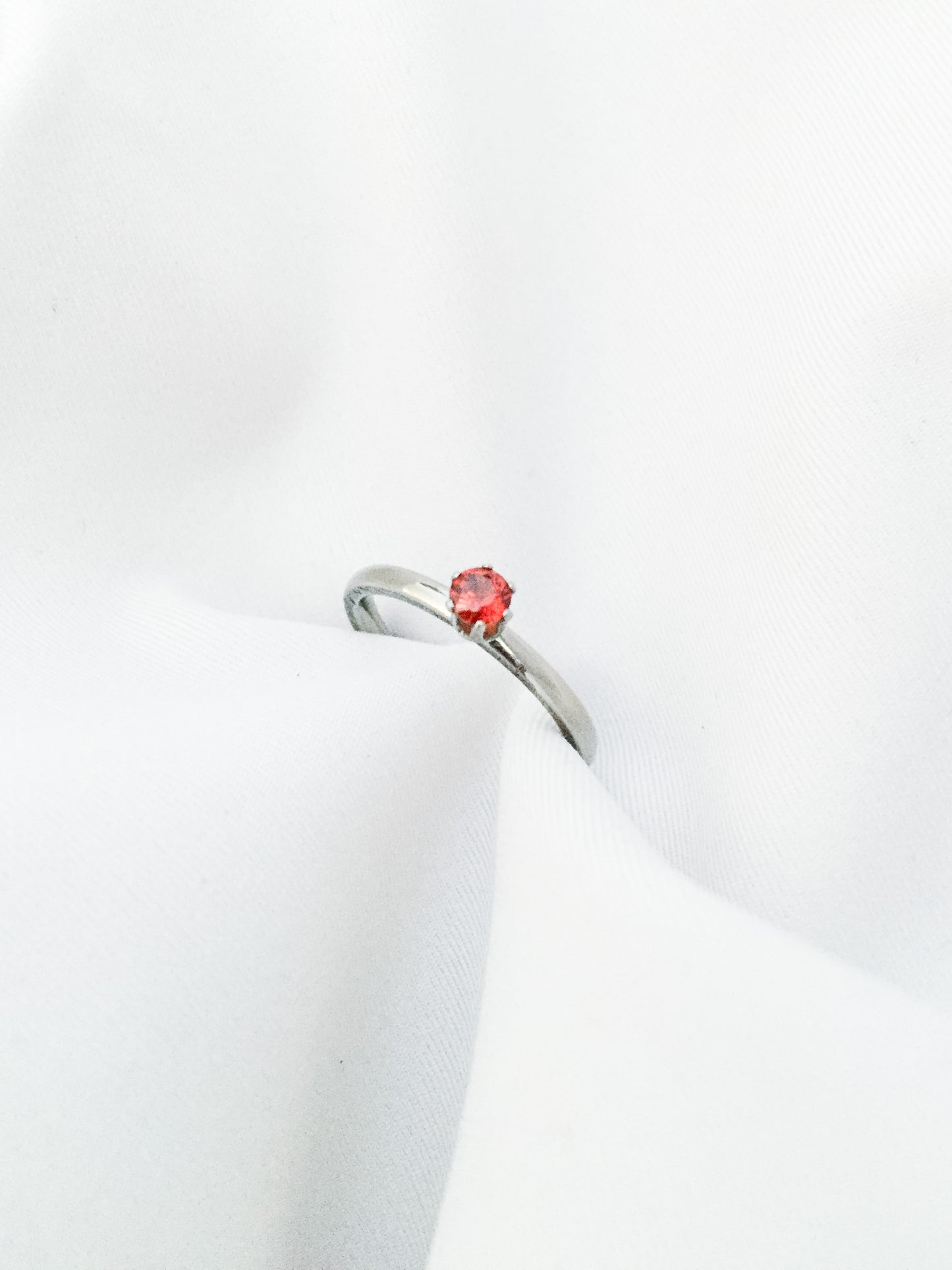 Red Gem Ring - Silver