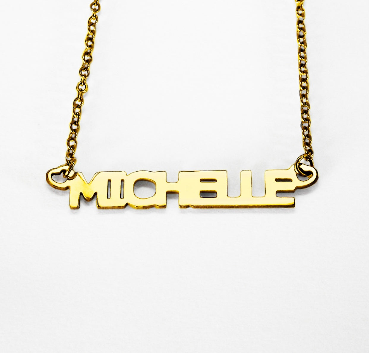 Custom Block Name Necklace - Gold