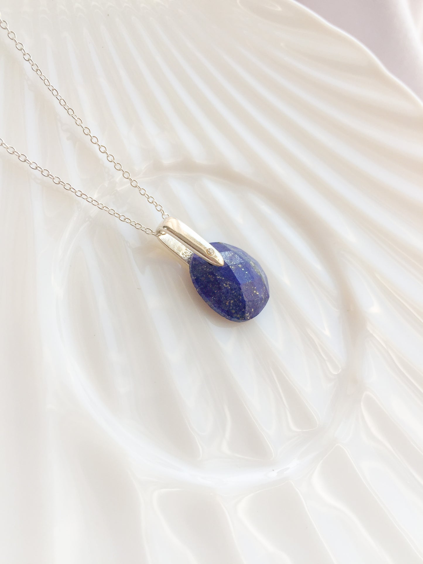 Sterling Silver Blue Crystal Necklace