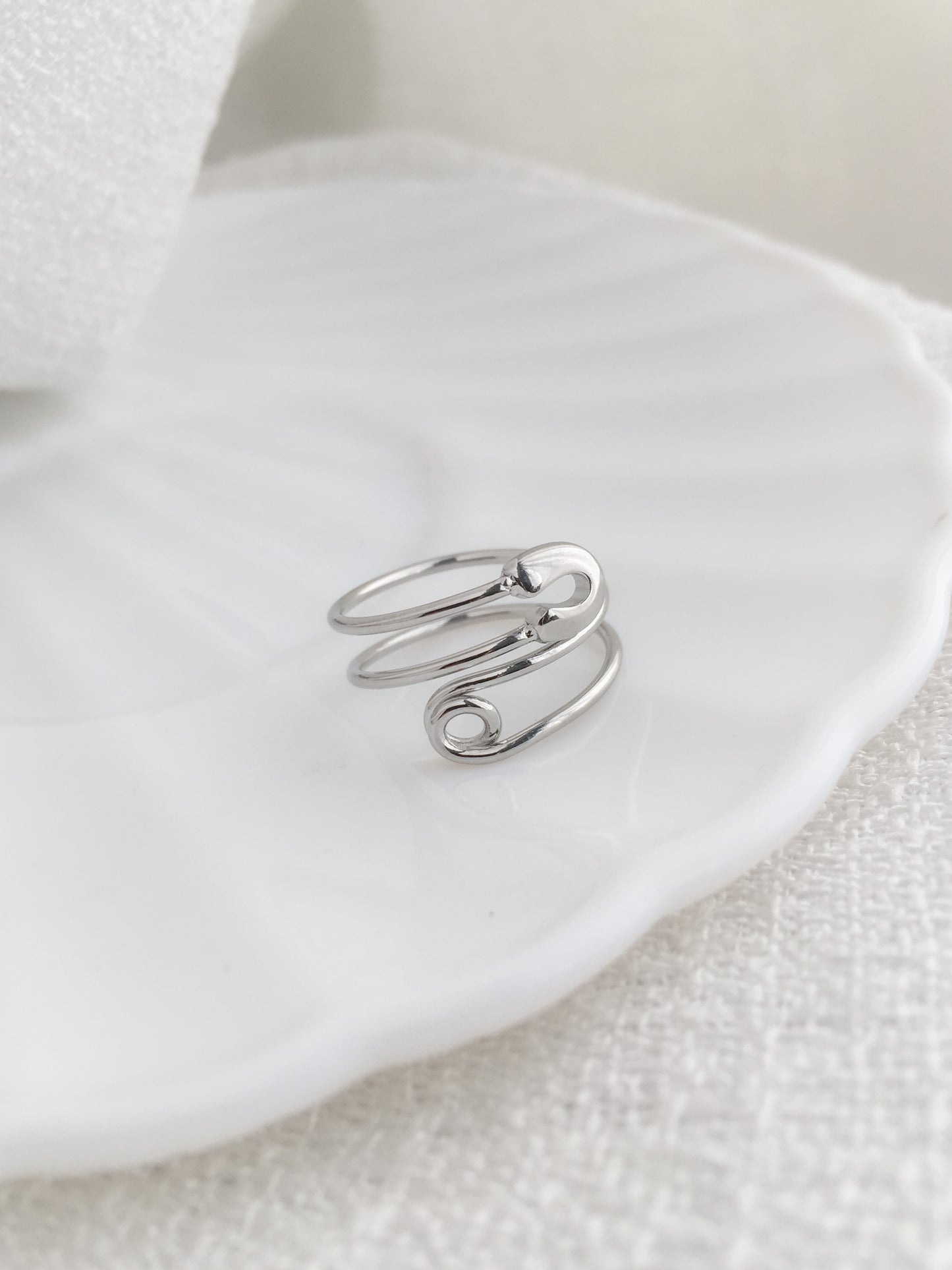 Safety Pin Cuff Ring - Silver
