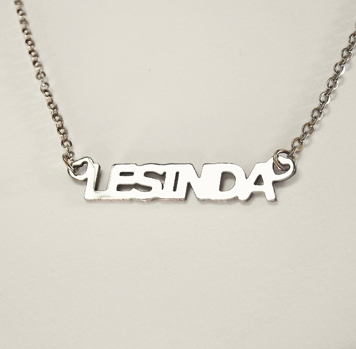 Custom Block Name Necklace - Silver
