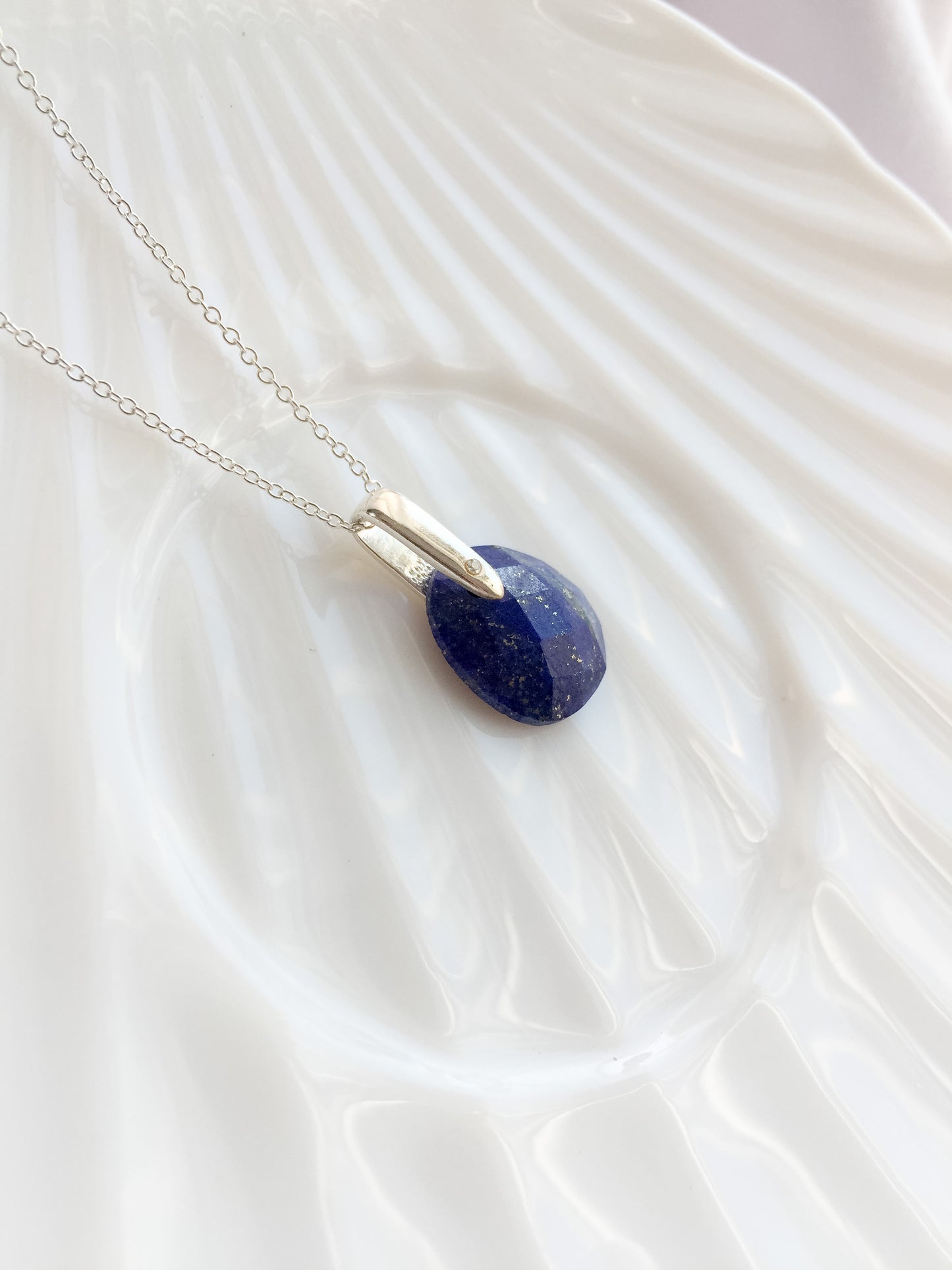 Sterling Silver Blue Crystal Necklace