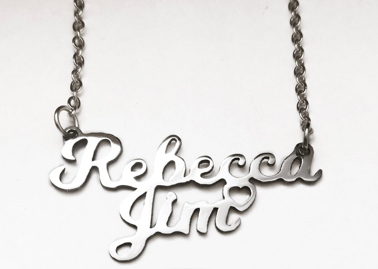 Double Custom Name Necklace - Silver